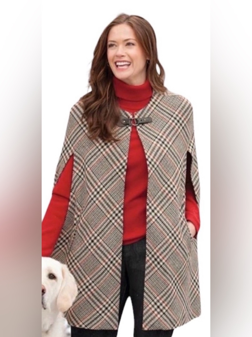 Tinsley Road tartan plaid cape | SZ M | front leather buckle closure | LIke New